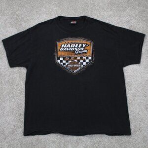 Harley-Davidson Shirt Mens XL Black Racing 100% Cotton Short Sleeve Pullover‎